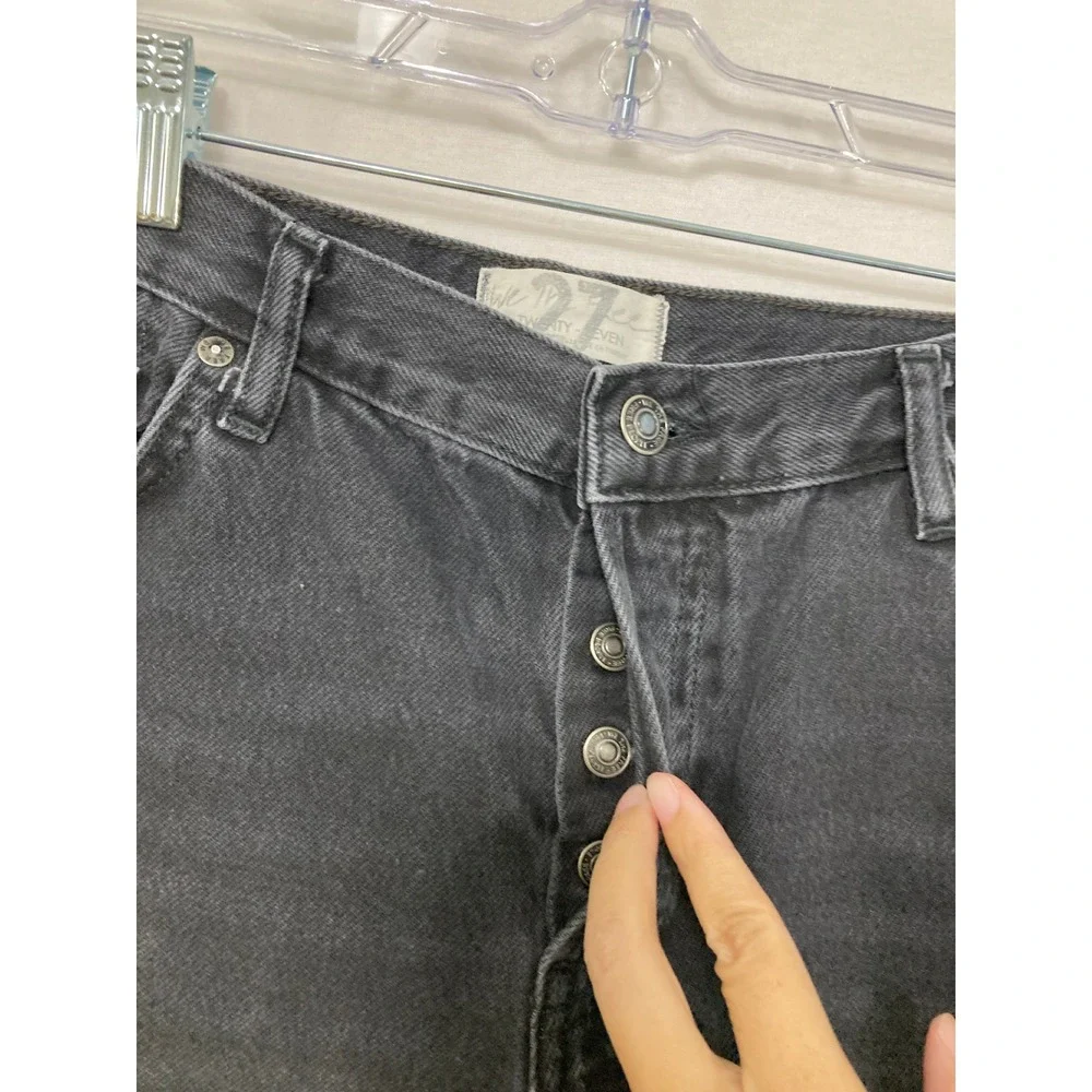 We The Free Free People Jeans size 27 Maggie Straight Leg Distressed Black